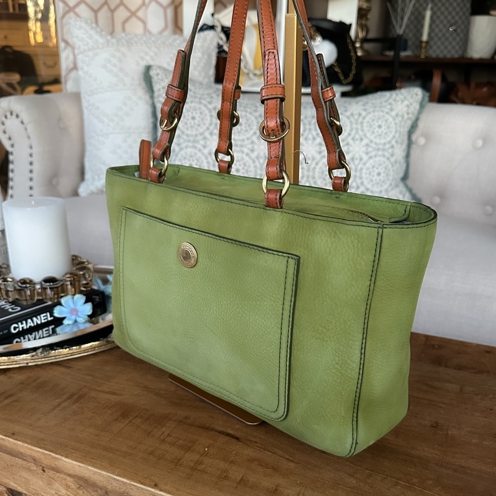 Vintage COACH Chelsea Tote Lime Green Nubuck - Picture 5 of 16